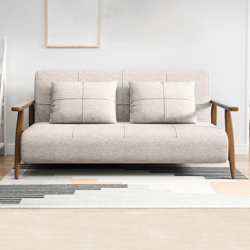 Convertible Cotton Blend and Faux Leather Modern Sofa Bed in Brown