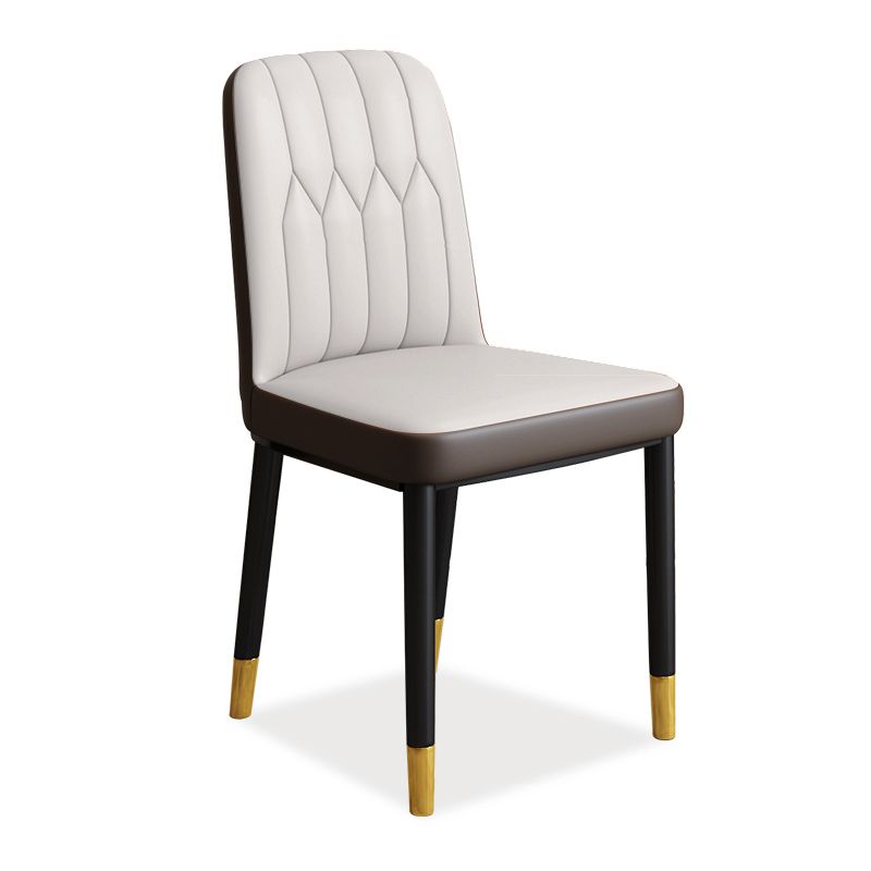 Chaise d'appoint d'intérieur scandinave, chaise de salle à manger rembourrée en métal avec dossier Parsons