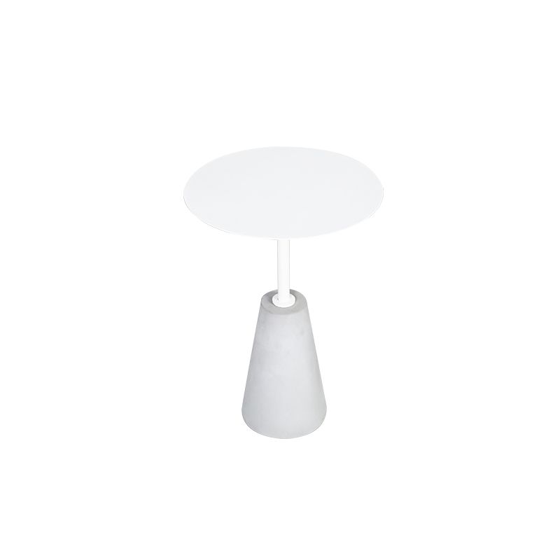 Dia 15.75"/19.69" Metal Round End Table Pedestal Side Table with Concrete Accent