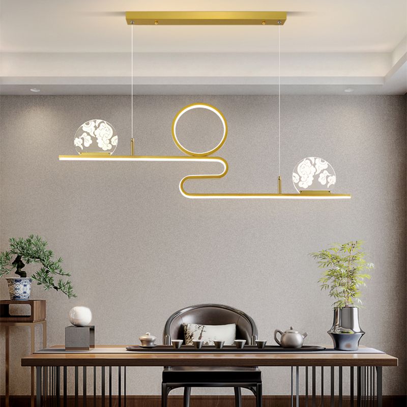 Modern Style Linear Shape Island Lights Metal 4-Light Pendant Lighting Fixtures
