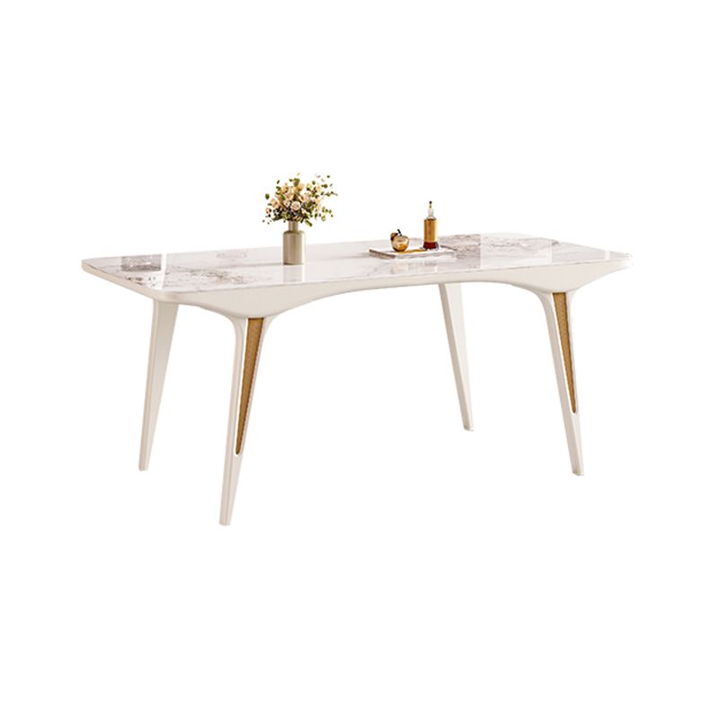 Contemporary White Rectangular Stone Dining Table for Dining Room