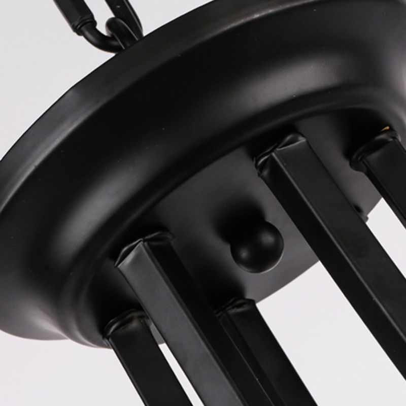 3/6/8 Lights Ceiling Light Traditional Flower Shape Frosted Glass Hanging Chandelier in Black for Living Room