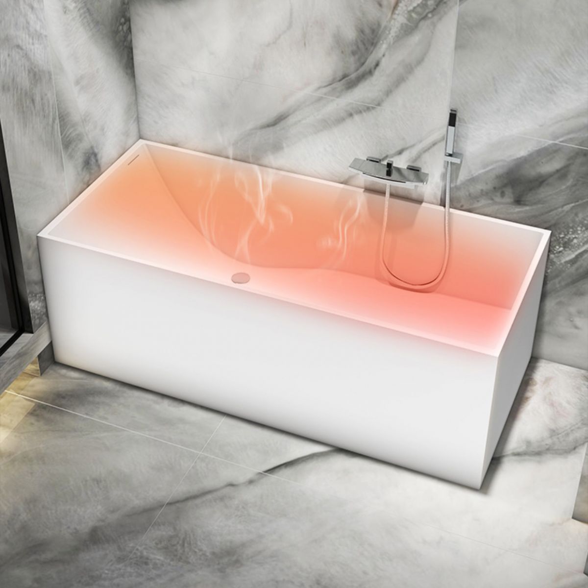Flat Bottom Rectangular Bathtub Antique Finish Modern Bath Tub