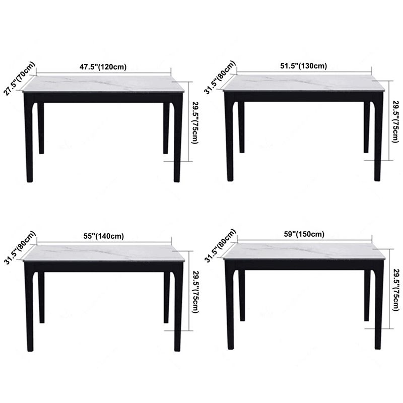 Modern Sintered Stone Dining Table Rectangular Table with Wood Four-leg