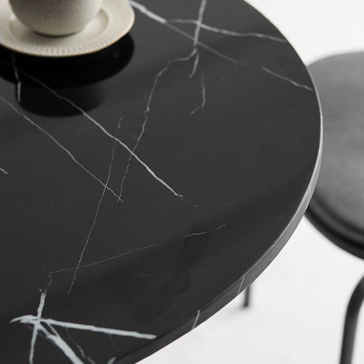 Metal Modern Round Dining Table Marble Top Indoor Table with Tulip Base