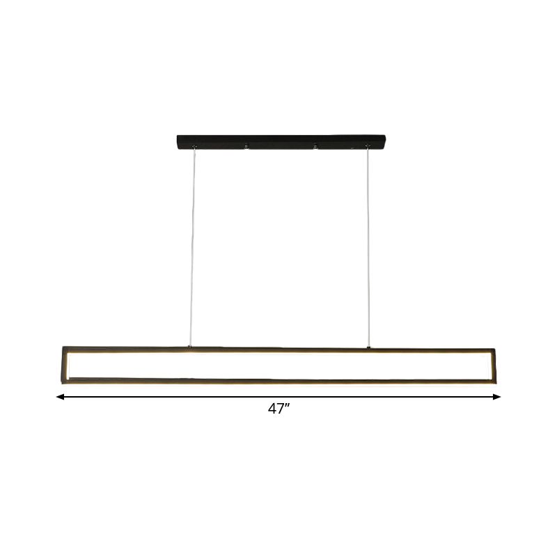 Frame di rettangolo Iron Isola Lampada Freeture Minimalist LED Black Dropserve in luce calda/bianca