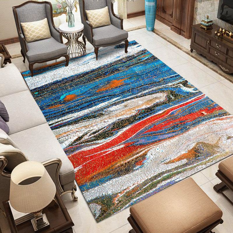 Nordic Modern Rug in Grey and Purple Abstract Splatter Pattern Rug Polyester Washable Carpet for Home Decoration