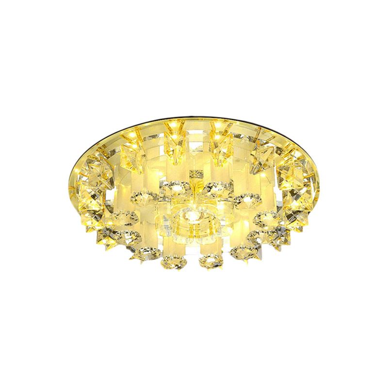 Bloemblaadje helder kristal plafondlamp eenvoudige LED-slaapkamer inbouwlamp in geel, warm/wit licht