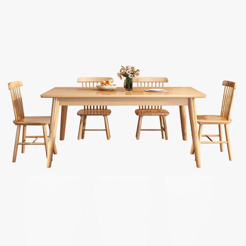 Contemporary Solid Wood Rectangle Dining Room Set with 4 Wood Legs for Kitchen Furniture