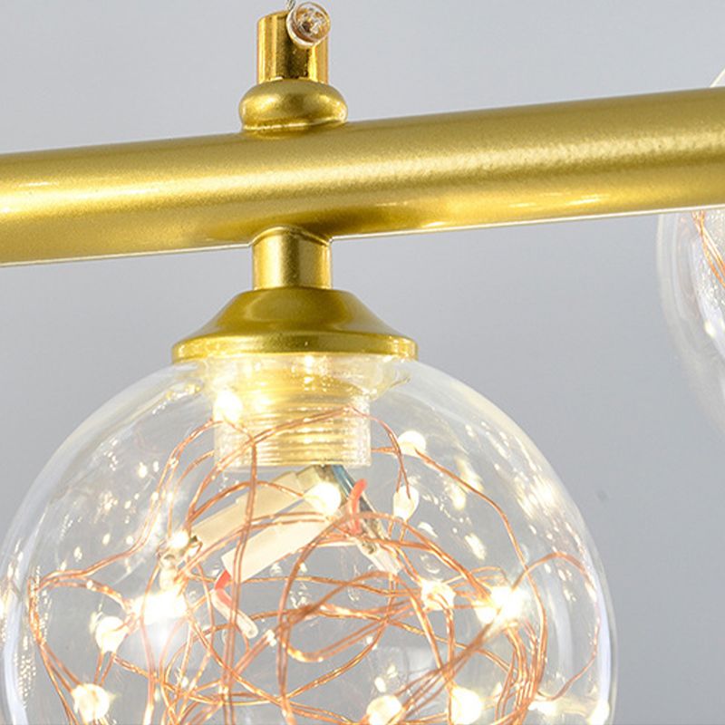 Accesorios de iluminación colgante de cabeza múltiple de araña simple con sombra de vidrio para el comedor