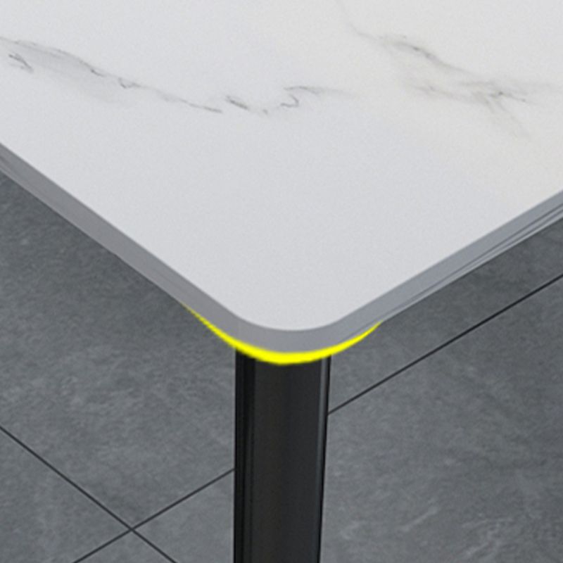 Stone Top Rectangle Dinette Table Traditional Luxury Metal Tripod Base Dining Table
