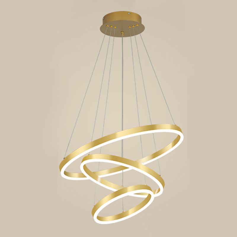 Multi-tier kroonluchter verlichtingsarmaturen Moderne ring kroonluchter lamp met witte acrylschaduw