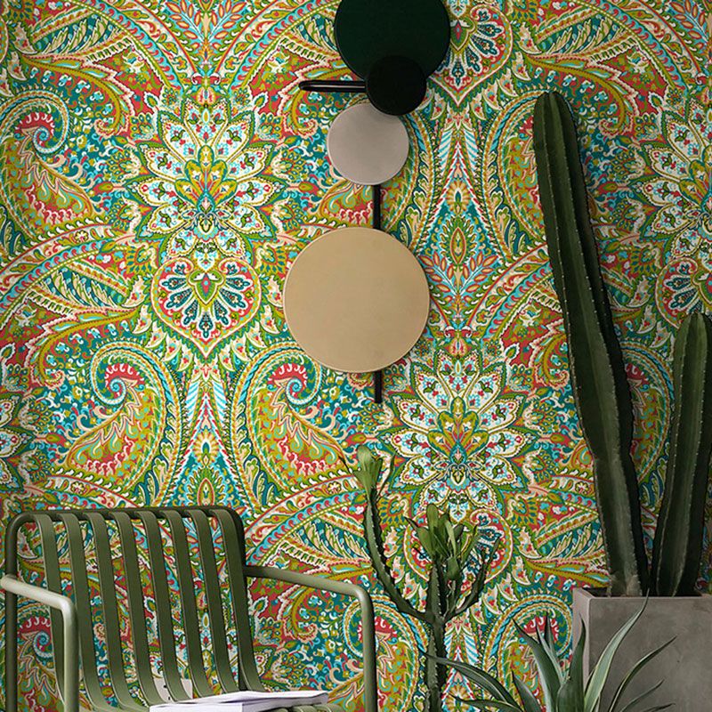 Stain-Resistant Totem Wallpaper Roll Plaster Asia Inspired Wall Art for Dining Room Decor