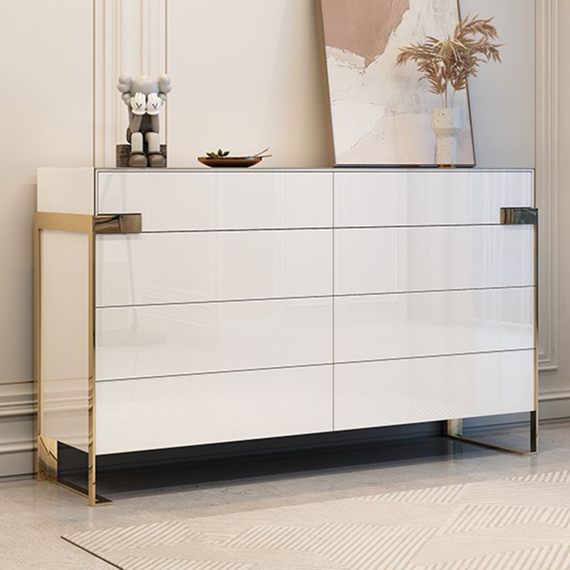 Glam Wood Horizontal Storage Chest with 8 Drawers for Bedroom