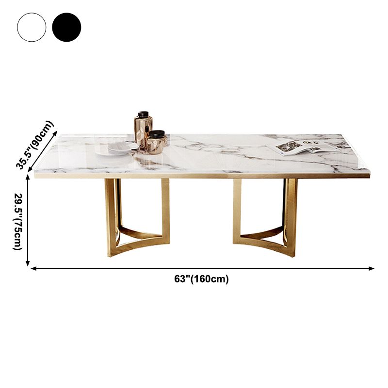 Metal Traditional Luxury Rectangle Table Sintered Stone Top Table for Dining Room