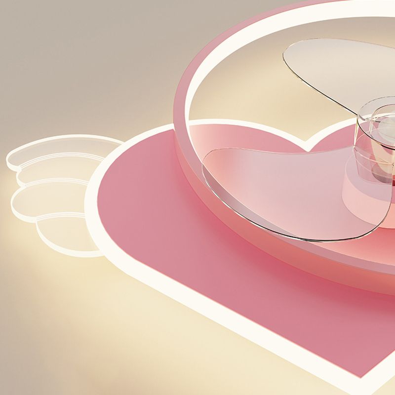 3-Blade Fan with Light Children Pink Ceiling Fan for Hallway Foyer