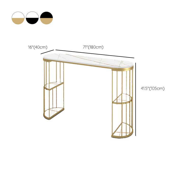 Glam Style Bar Table Set 1/3/5 Pieces Stone Fixed Counter Height Set for Indoor