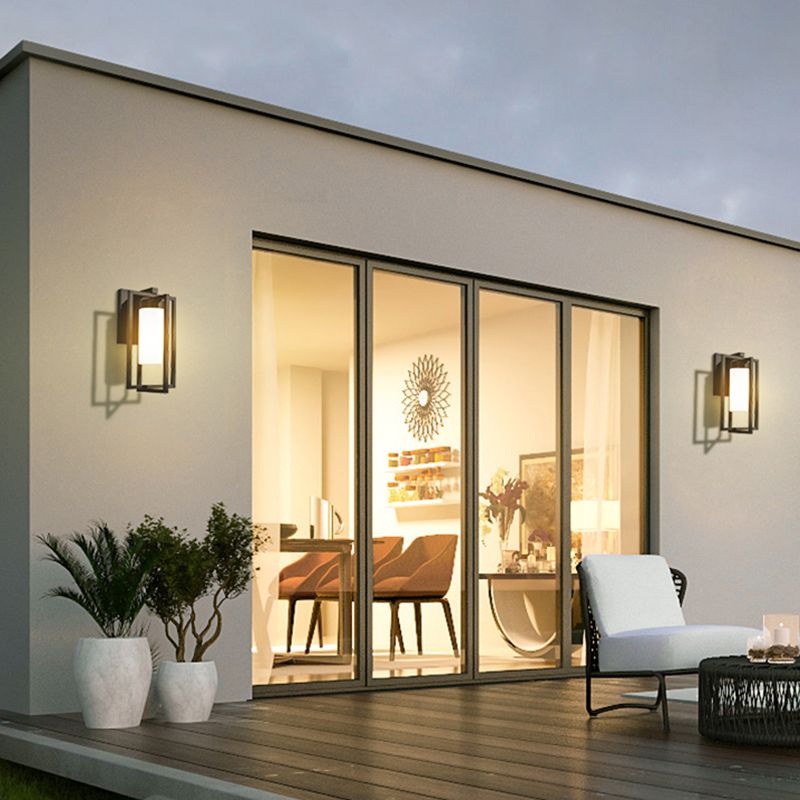 Modernism Wall Sconce White Glass Sconce Light Fixture for Courtyard