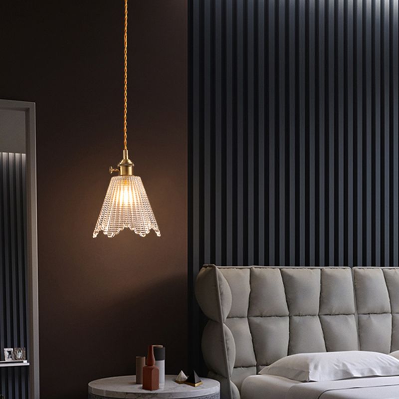 Glass Industrial Pendant Light 1-Light Hanging Ceiling Light for Bedroom