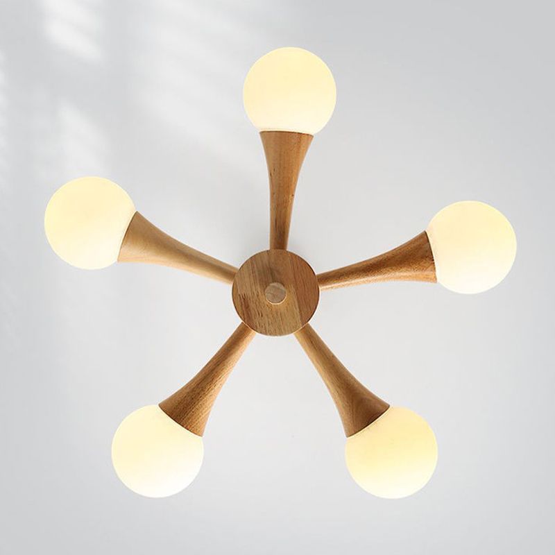 Ultra-Modern Sputnik appeso il lampadario sospensione in legno con cavo sospeso per soggiorno