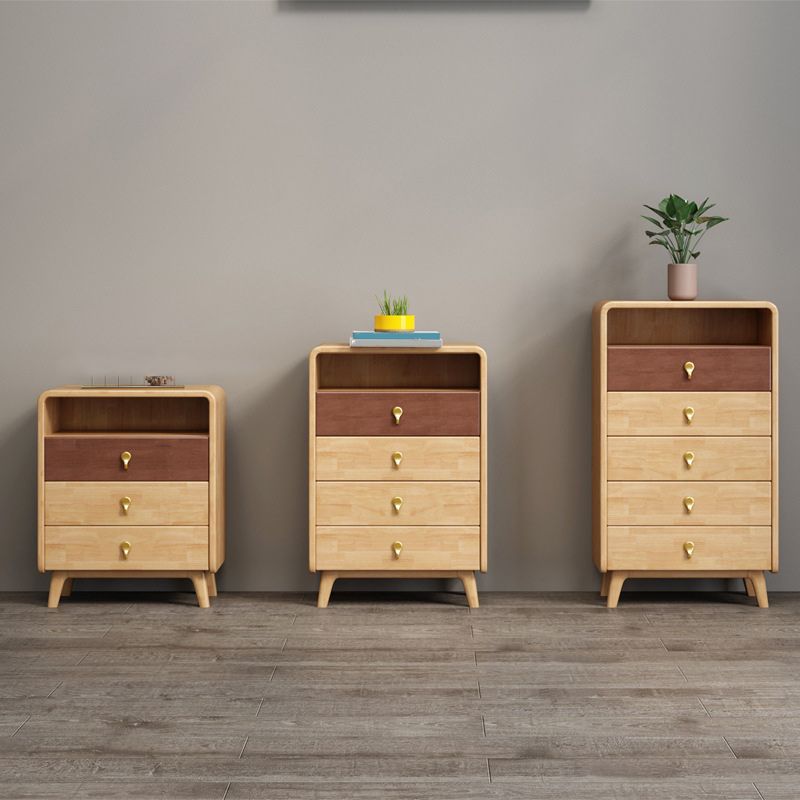 Contemporary Natural Accent Chest with 4 Wooden Legs and Drawers