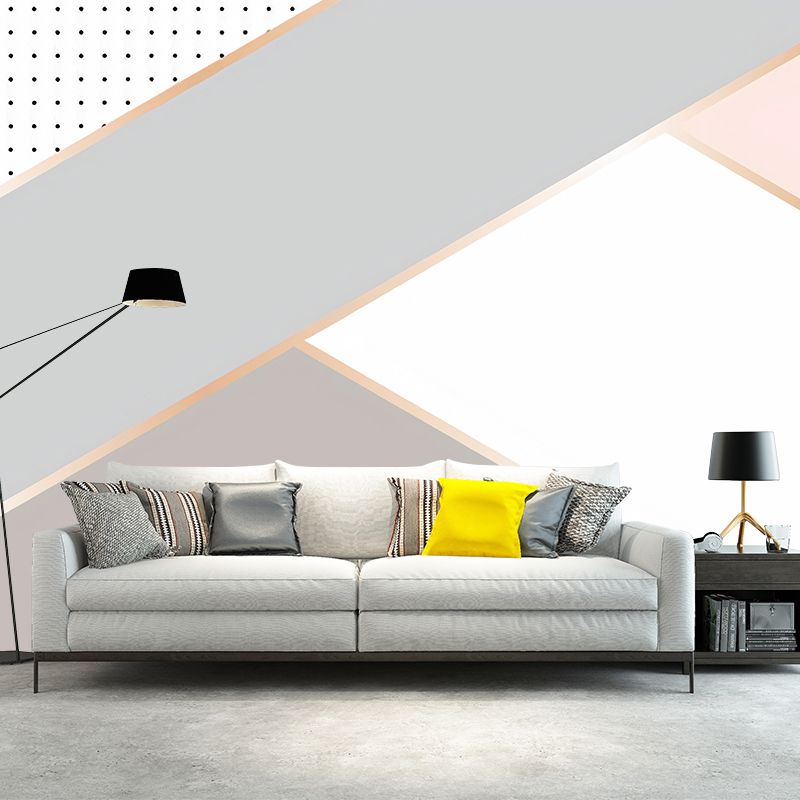 Decorative Color Block Wall Mural Non-Woven Fabric Simple Wall Art for Living Room