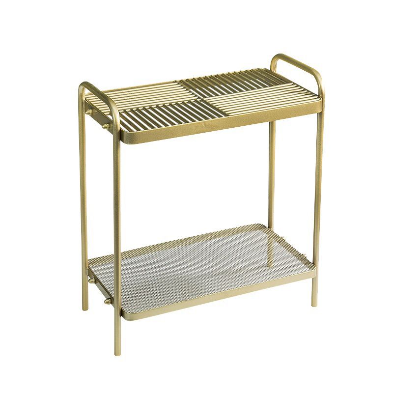 4 Legs Rectangular Side Table 19.68 inch Wide End Table with 2 Shelves
