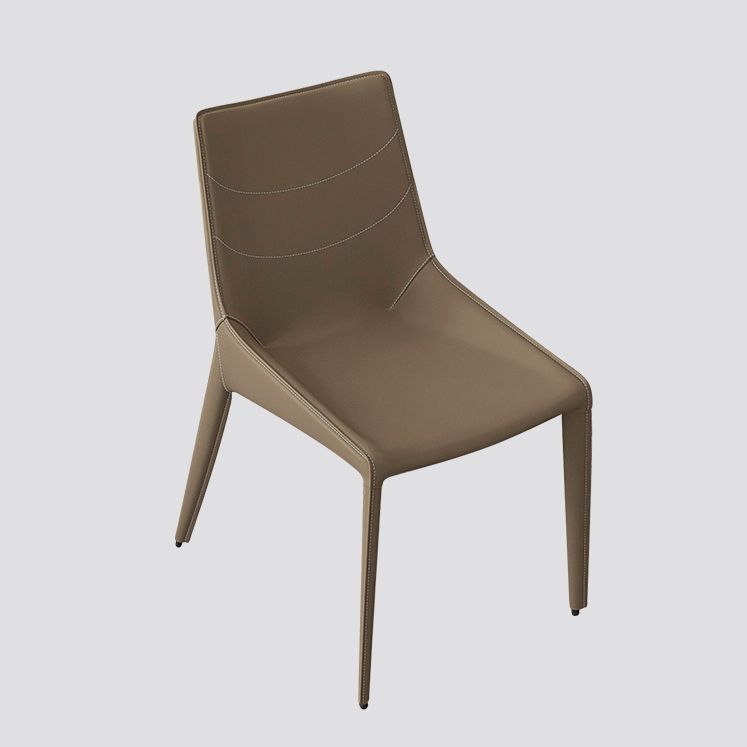 Chaise de salle à manger contemporaine en simili cuir, finition mate, dossier solide