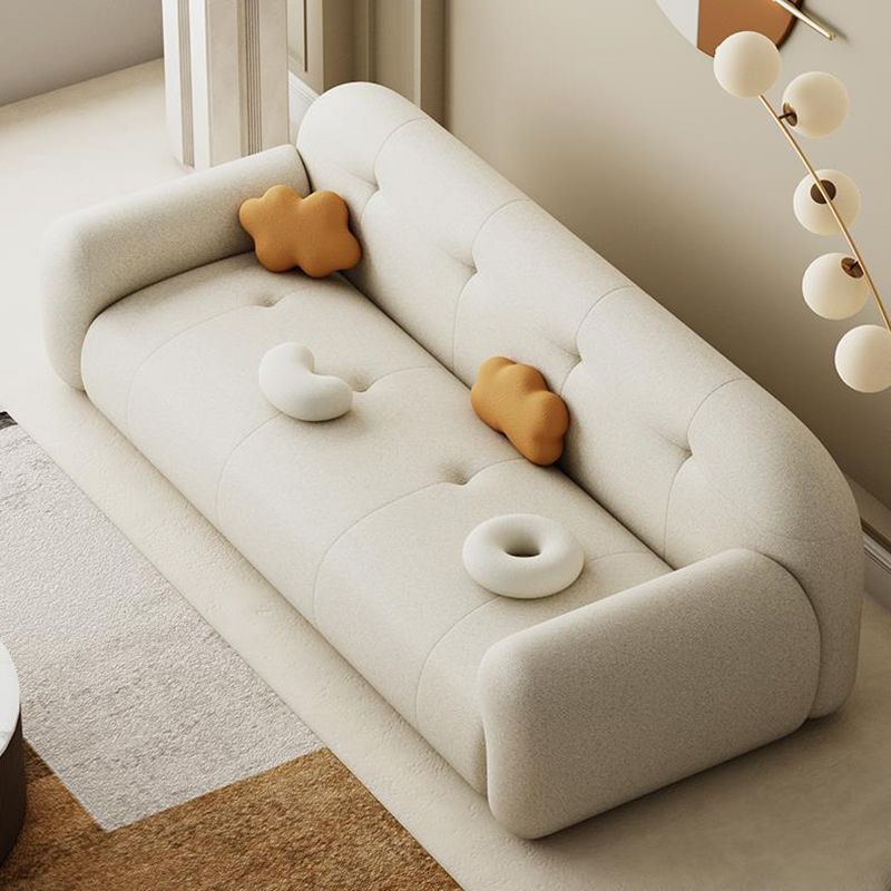 Modern Solid Color Settee Stationary Leather Sofa for Living Room