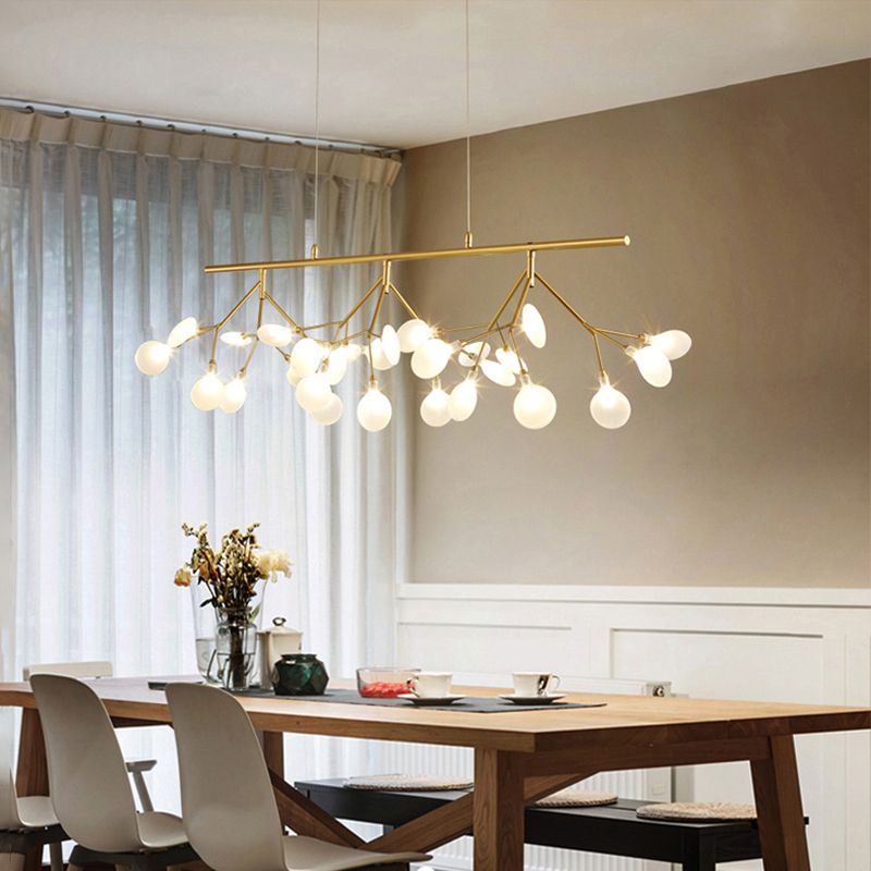 Nordic Style Branched Firefly Island Pendant Light Handblown Glass Dining Room LED Ceiling Light