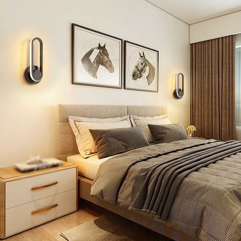 Nordic Style Metal Rotatable Wall Light Oval LED Wall Sconce for Living Room