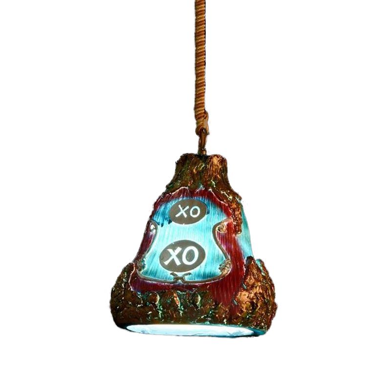 Wine Bottle Resin Pendant Lighting Vintage 1 Head Bar Hanging Ceiling Lamp in Red/Pink/Yellow with Rope Cord