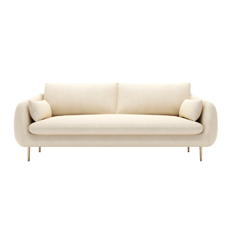 Contemporary Velvet Sofa with Pillow Cushion Back for Apartment