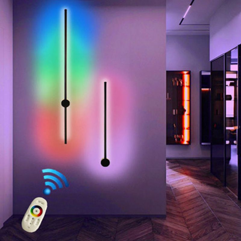 Accesorio de iluminación de pared de metal recto RGB RGB Black Wall Montion Lighture