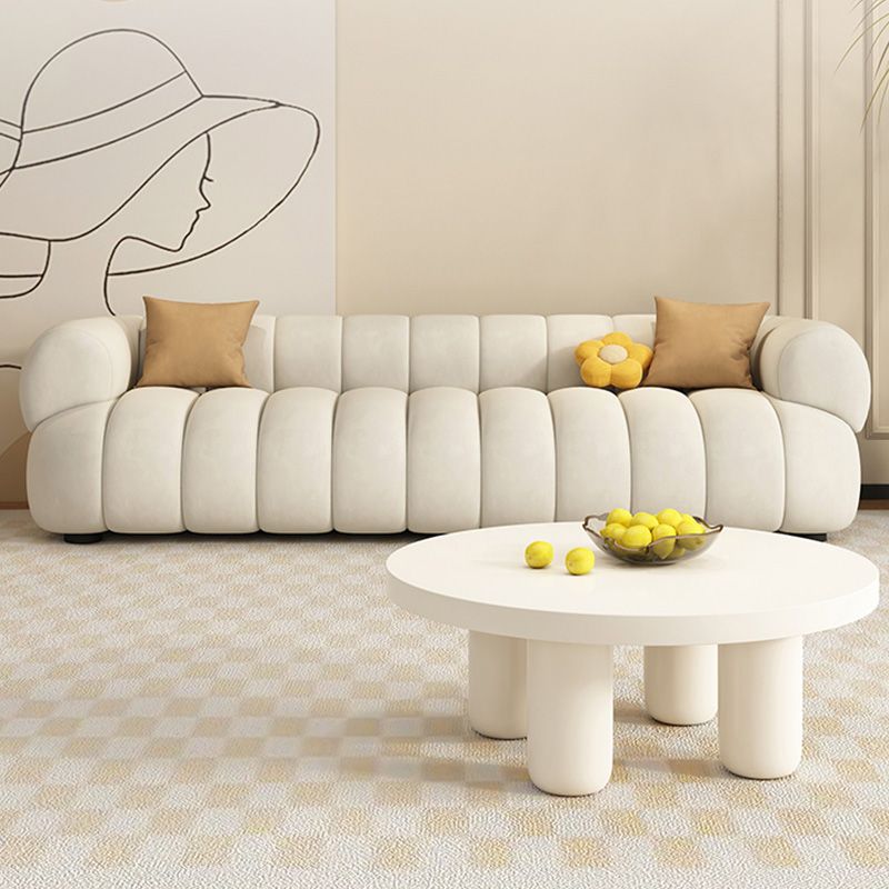 35" Wide Contemporary Sofa White Pillows Stationary Seating for Living Room