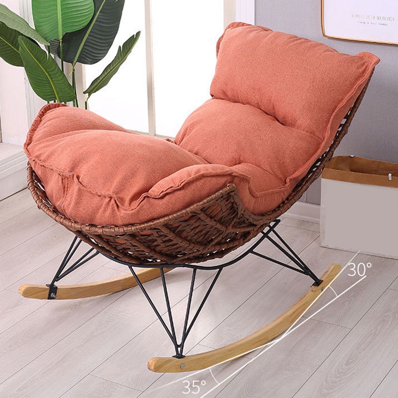 Modern Style Rattan Sofa Rocking Chair Indoor Rocking Chair with Cushion