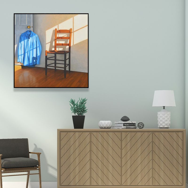 Dunkle Farbe Holzmöbel Leinwand nordisch strukturierte quadratische Wanddekoration für Restaurant