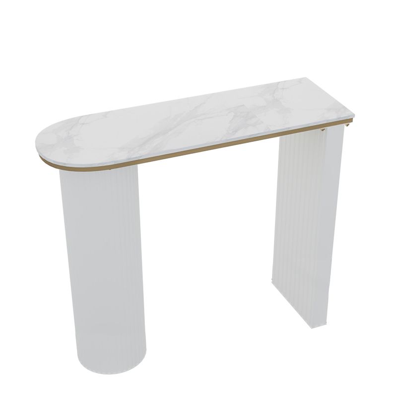 Faux Marble Bistro Bar Table Double Pedestal Bar Table for Living Room