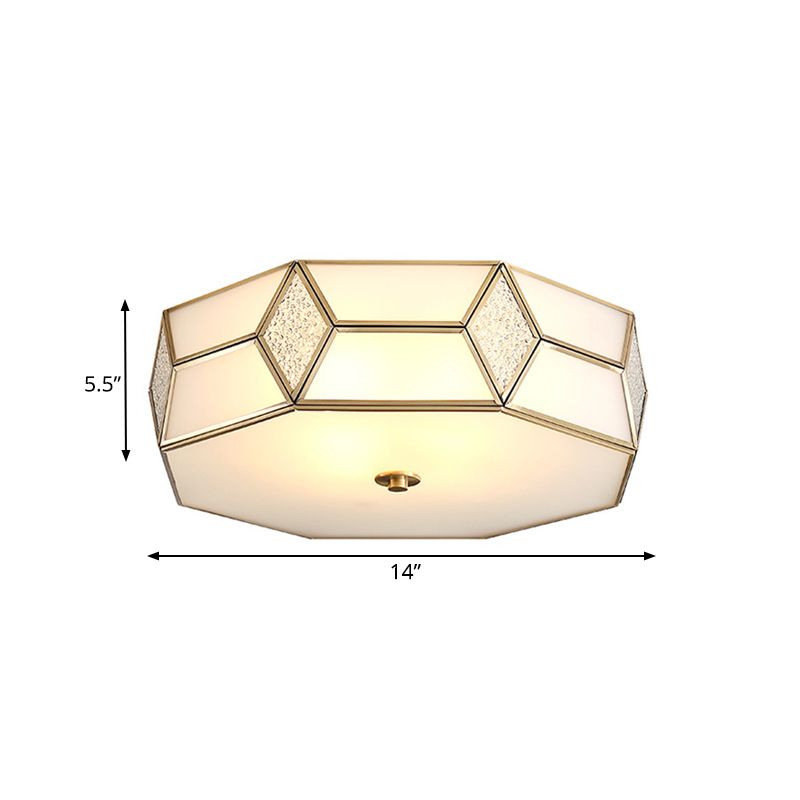 13"/17"/21" Wide Geometrical Flush Mount Traditional White Glass 2/3 Bulbs Ceiling Mount Chandelier