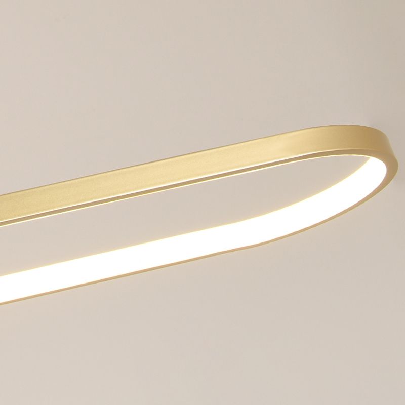 Nordic Light Luxury Simple Contemporary Style LED Island Chandelier Light in Gold for Dining Room