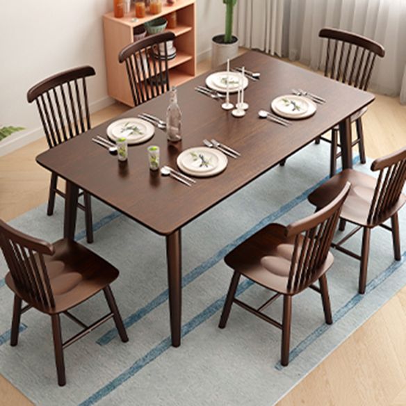 Minimalist Solid Wood Dining Set with Rubberwood Wood Dining Table and Chairs