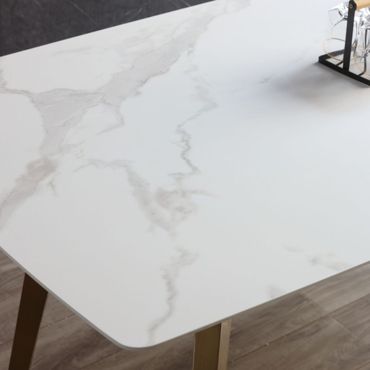 Traditionele luxe eettafel Sintered Stone 4 Legs Tafel met gouden frame