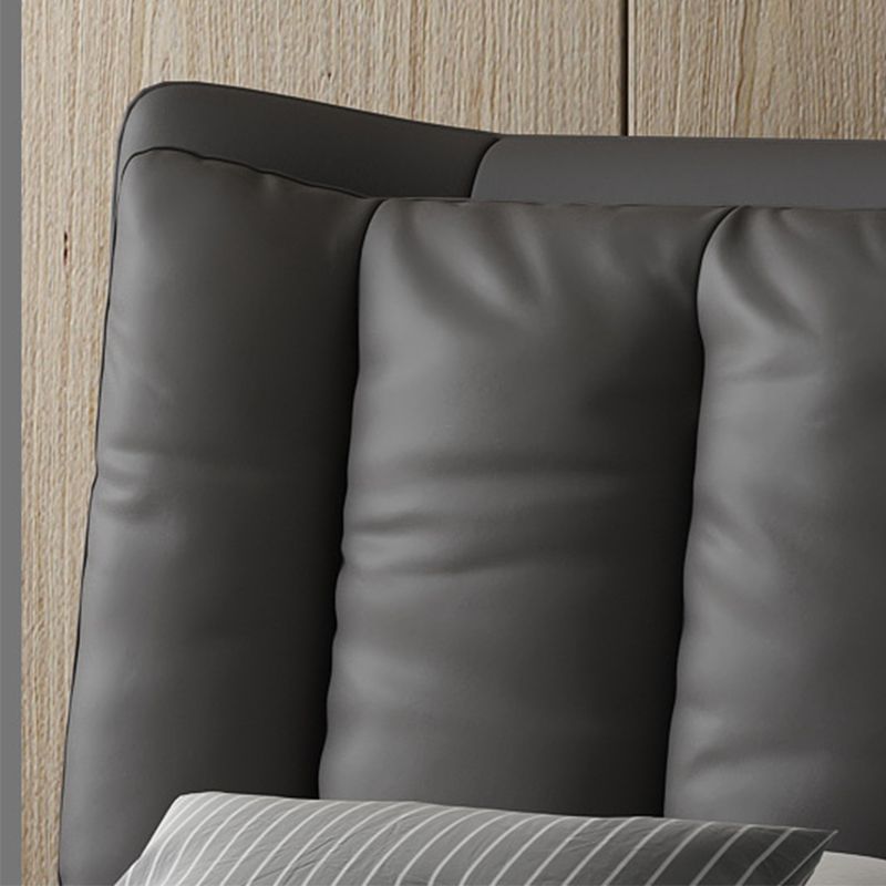 Mid-Century Modern Standard Bed with Legs and Wingback Headboard