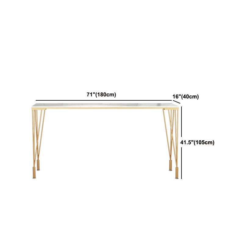 Indoor Rectangle Cocktail Bar Table White Marble and Metal Bistro Bar Table