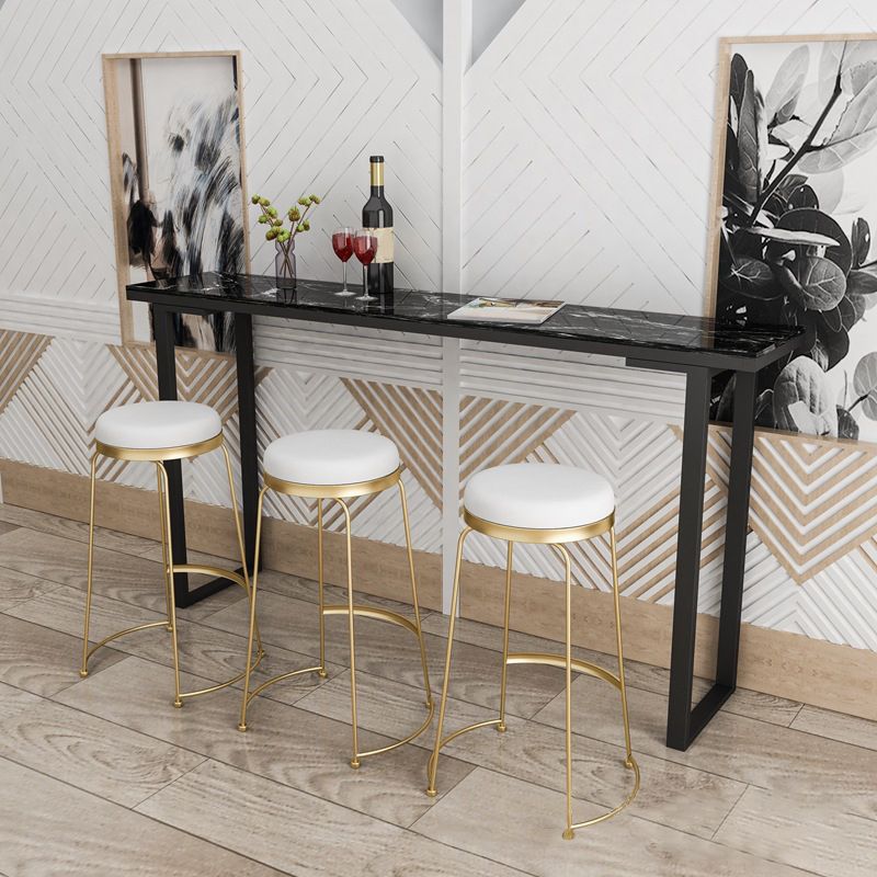 Glam Bar Height Table Faux Marble Top Bistro Table with Sled Base