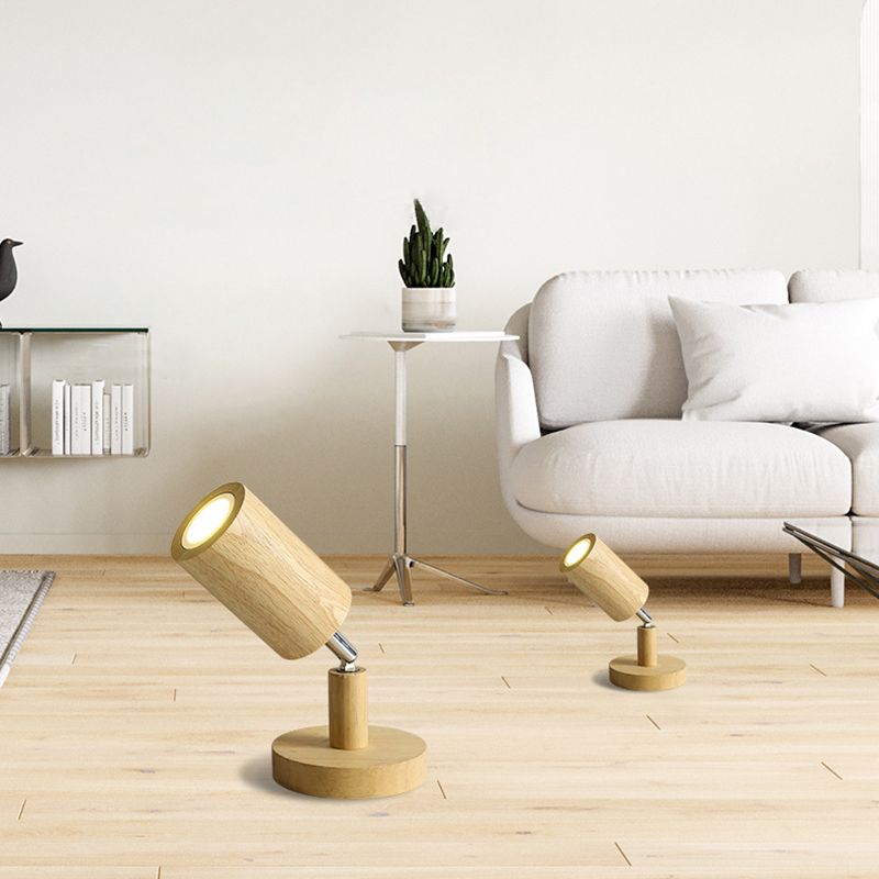 Adjustable Cylinder Semi Flush Wood LED Modernism Cylinder Flush Ceiling