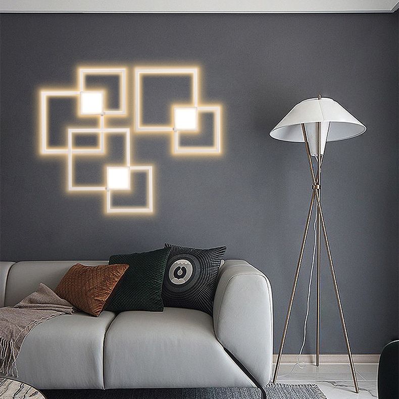 Square Lines Home Decorative LED Wall Lamp Modern Simplicity Style Aluminum Sconce Light for Living Room