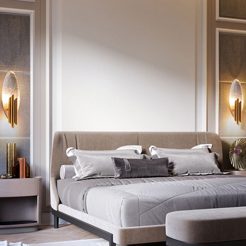 Tube Iron Wall Mount Lighting Modern 2-Light Wall Lamp Sconce with Oval Foil Backplate