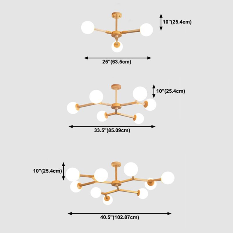 Holzkugel geformt Kronleuchter Anhänger Leicht moderne Deckenheizlicht in Holz