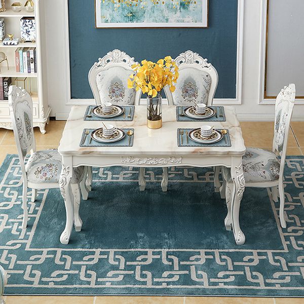 Vitoria Rectangle Shape Marble Table White Standard Dining Table for Kitchen